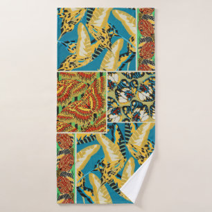 Arte de Mariposa Art Déco Amarillo y Turquesa Vibr