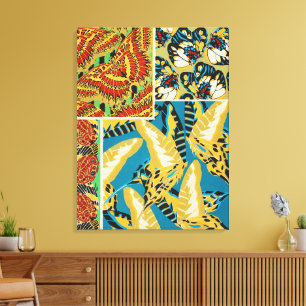Arte de Mariposa Art Déco Amarillo y Turquesa Vibr