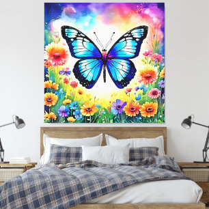 Arte de mariposa azul floral
