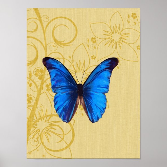 Arte de mariposa azul vintage (Frente)