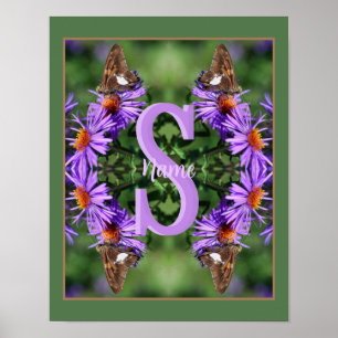 Arte de mariposa con inicial de monograma personal