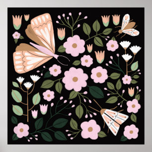 Arte de mariposa de mariposa con flor de zumbido n