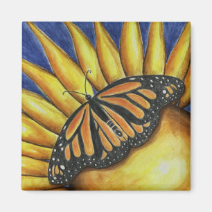 Arte de mariposa girasol imán