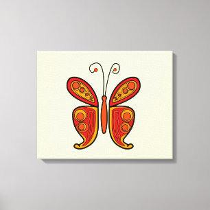 Arte de mariposa naranja roja y amarilla