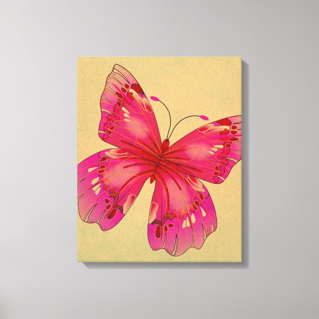 Arte de mariposa oriental de color rosa (Anverso)