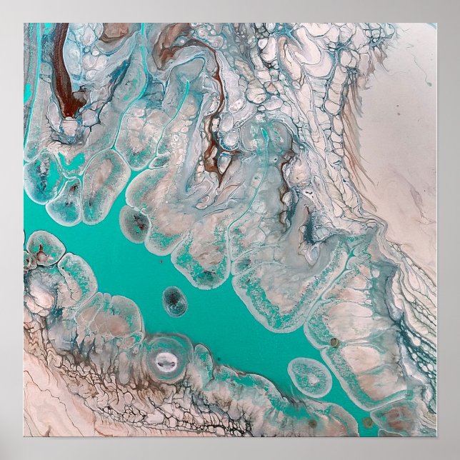 Arte de mármol con aspecto de roca turquesa azul ú (Frente)