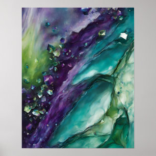 ARTE DE MÁRMOL VERDE VERDE AZULADO DE PURPLE ABSTR