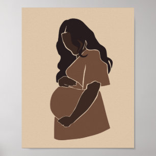 Arte de maternidad de mujer negra embarazada abstr