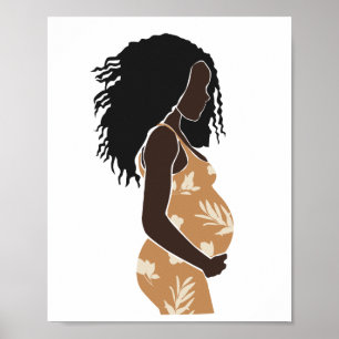 Arte de maternidad floral de mujer negra embarazad