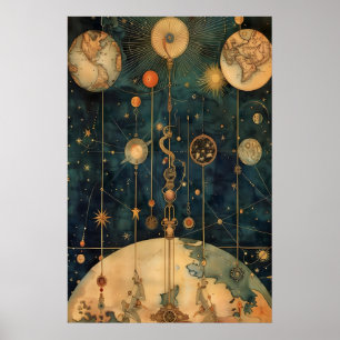 Arte de Mecánica Celeste Impresión Vintage Estrell