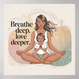 Arte de meditación de mindfulness de madre e hijo