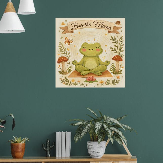 Arte de mindfulness de rana linda Mama Respira (Salón 1)