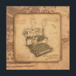 Arte de moda antiguo vintage, regalo de autor/escr<br><div class="desc">Elegante diseño vintage a la antigua usanza Wood Wall Art. Antiguo dibujo de máquina de escribir. Tema de fondo #5: "Typewriter". Con plantilla para su propio texto. Una idea de regalo muy agradable para un autor/escritor. — Visita mi colección vintage "Writer" para ver más productos con este diseño y otros...</div>