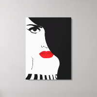 Arte de moda, lienzo femenino de labios rojos negr