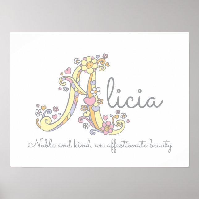 Arte de monograma Alicia chicas nombra poster (Frente)
