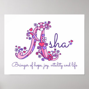 Arte de monograma El nombre de los chicas Asha sig