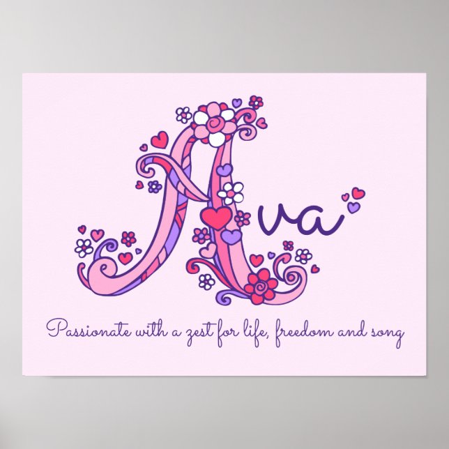 Arte de monograma El nombre de los chicas de Ava s (Frente)