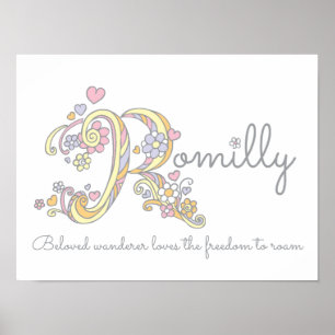 Arte de monograma R nombre de niña Romilly y carte