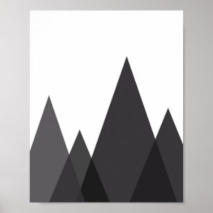 Arte de montañas geométricas abstractas en blanco 