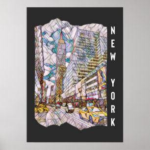 Arte de mosaico estético de la ciudad de Nueva Yor
