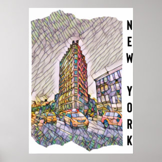 Arte de mosaico estético de la ciudad de Nueva Yor