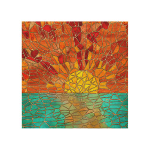 Arte de mosaicos de la salida del sol sobre el mar