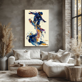 Arte de movimiento dinámico de esquiador acuático 