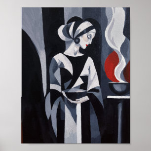 Arte de mujer Art Déco en blanco y negro
