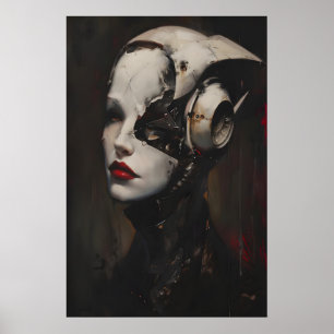 Arte de mujer ciberpunk, surrealismo oscuro de cie