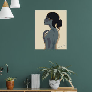 Arte de mujer minimalista elegante: pared boho mod