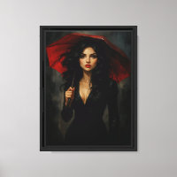 Arte de Mujer Misteriosa con Paraguas Rojo