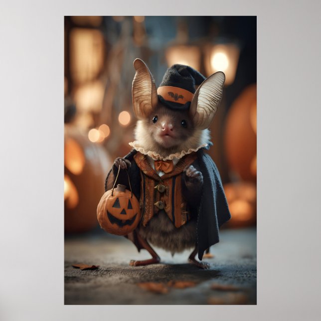 Arte de murciélago de Halloween, disfraz caprichos (Frente)