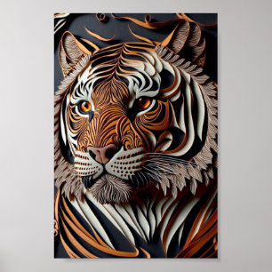 ARTE DE MURO DE TIGRE DE 3D