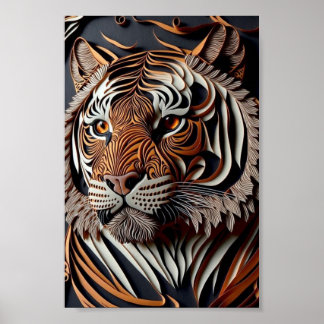 ARTE DE MURO DE TIGRE DE 3D