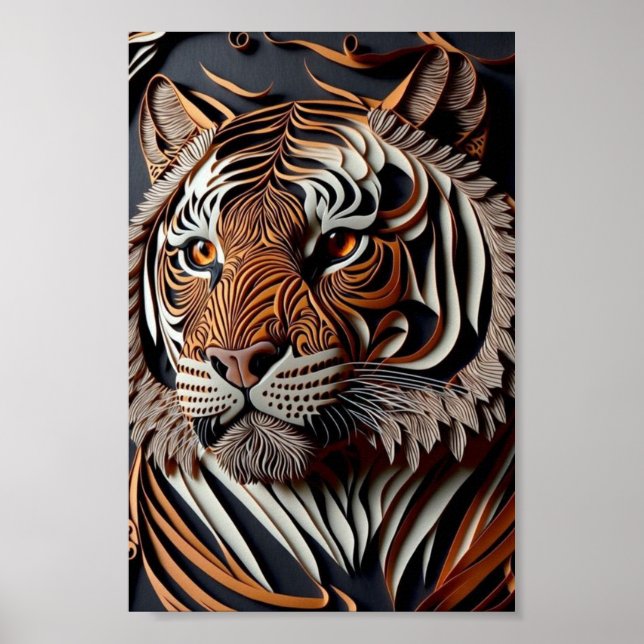 ARTE DE MURO DE TIGRE DE 3D (Frente)