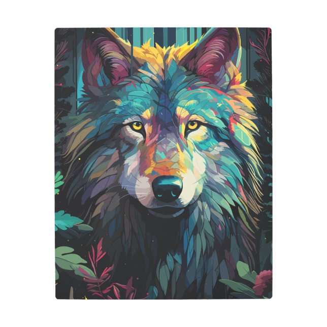 Arte de Muro de Vida Silvestre Poligonal Wolf Love (Anverso)