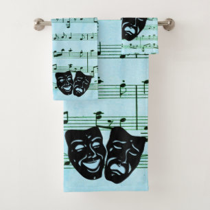 Arte de música azul une máscaras de teatro
