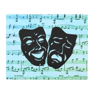 Arte de música azul une máscaras de teatro