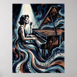 Arte de Música Vintage Cartel de Piano Art Déco