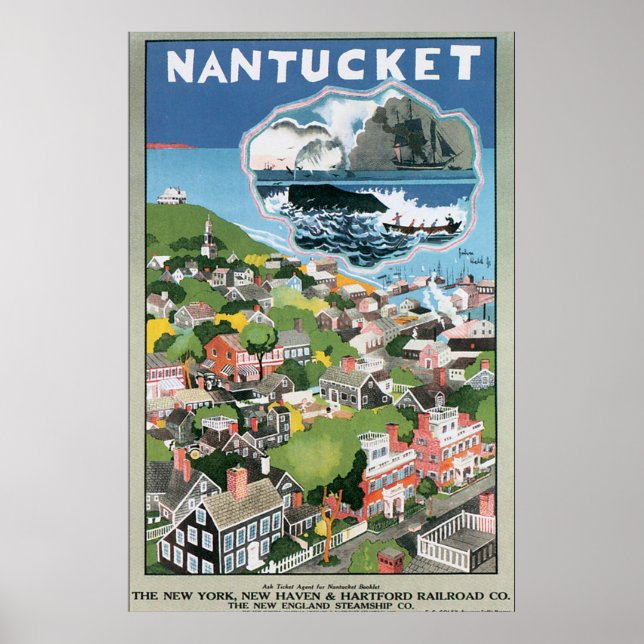 Arte de Nantucket Vintage Travel Poster (Frente)