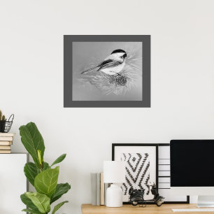 Arte de naturaleza con pájaro carbonero acuarela p