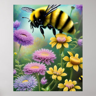 Arte de naturaleza floral de abeja de burbujas