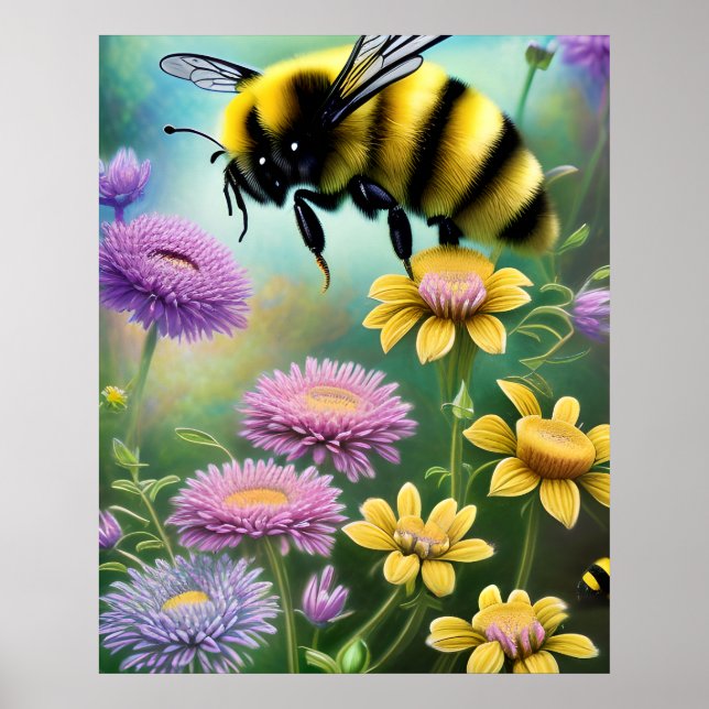 Arte de naturaleza floral de abeja de burbujas (Frente)