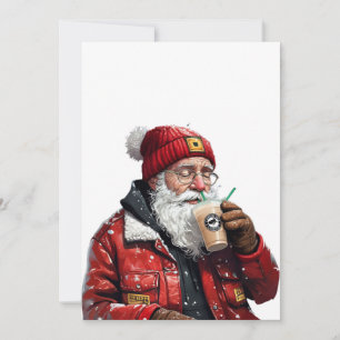 Arte de Navidad de Santa Claus fresco bebiendo caf