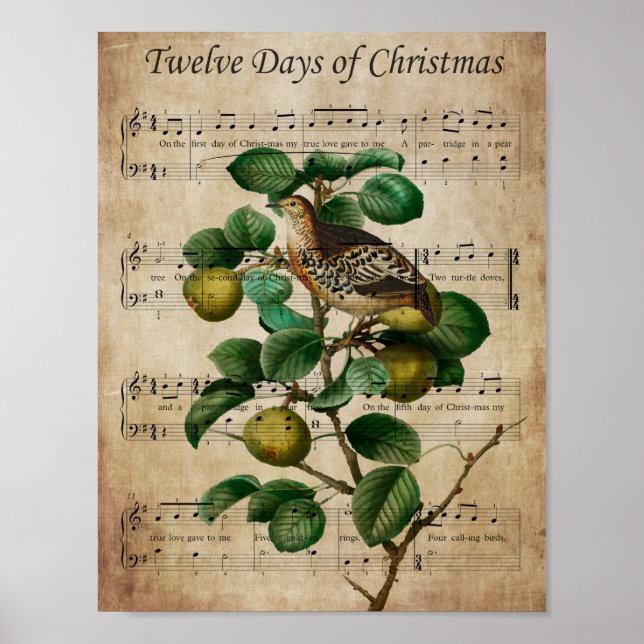Arte de Navidad para pared - Perdiz en un peral (Frente)
