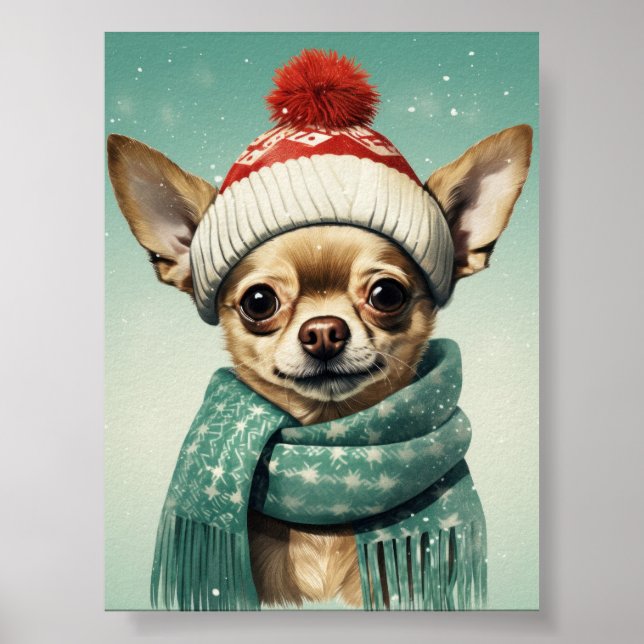Arte de Navidades chihuahua: Adorables vacaciones (Frente)