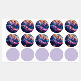 Arte de Nebulosa Espacial Abstracta - Etiquetas Co