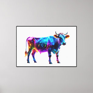 Arte de Neon Cow colorido - Vibrante vaca brillant
