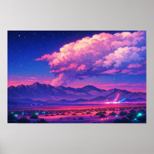 Arte de neón de paisaje fotográfico editado