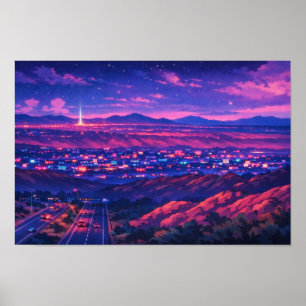 Arte de neón de paisaje fotográfico editado